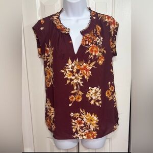 Daniel Rainn Burgundy Floral Blouse | Size PXS | NWT